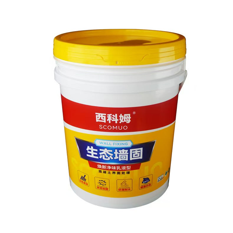 18L 热转印美式塑料包装桶（密封防漏盖+镀锌金属提手）｜生态墙固、混凝土界面剂与建材化工涂料包装