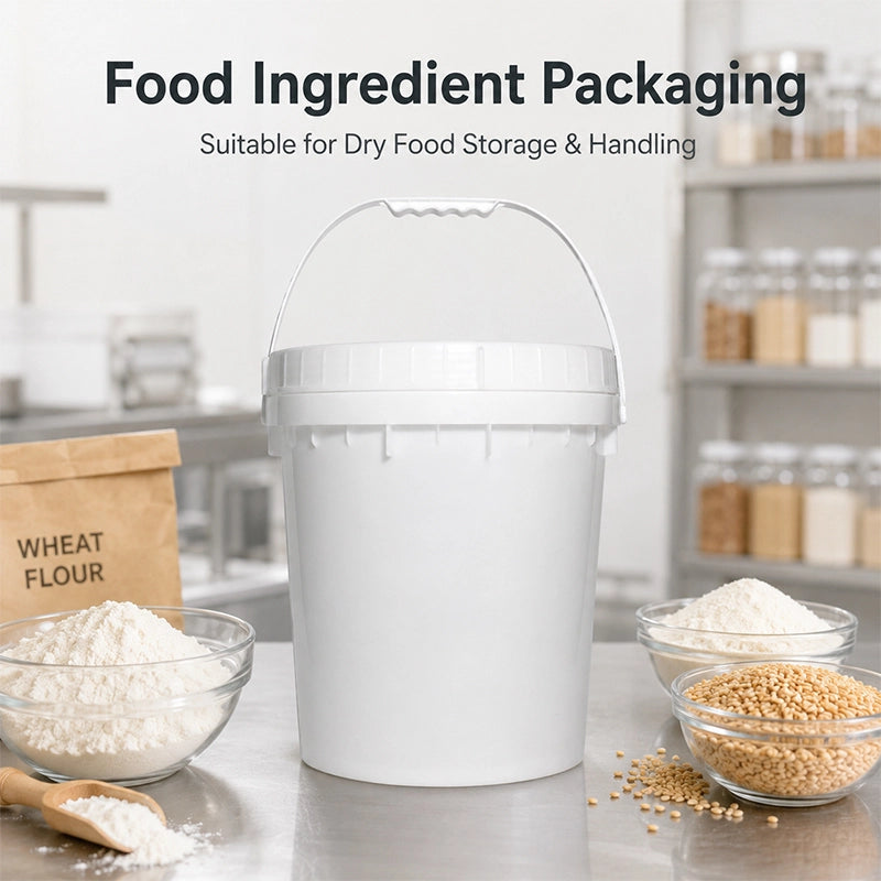 20L 螺纹旋盖塑料包装桶（食品级PP材质+集成塑料提手）｜食品原料、干散货与仓储周转桶